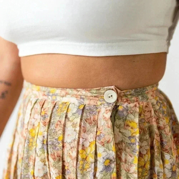 Vintage 90s Floral Maxi Pleated Summer Skirt - Picture 7 of 8